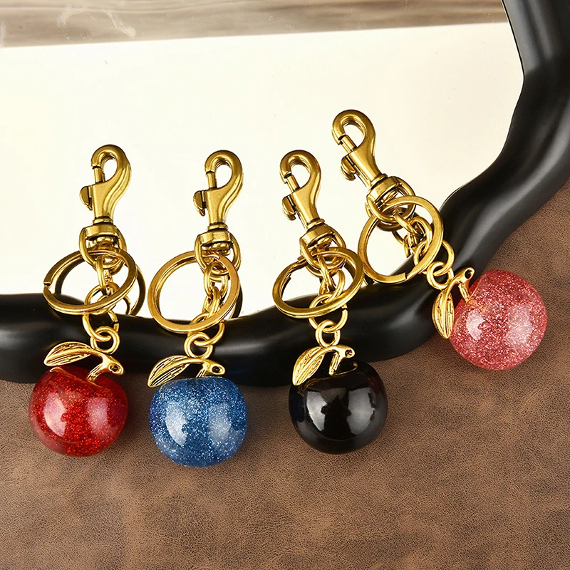 

1PC Gifts For Girls Crystal Apple Keychain Backpack Charm Women Bag Accessories Exquisite Car Keyring Fashion Luxury Jewelry