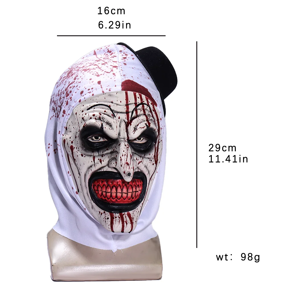 Terrifier 3 Art The Clown Mask Cosplay Horror Joker Killer Demon Latex Helmet Halloween Carnival Dress Up Party Costume puntelli