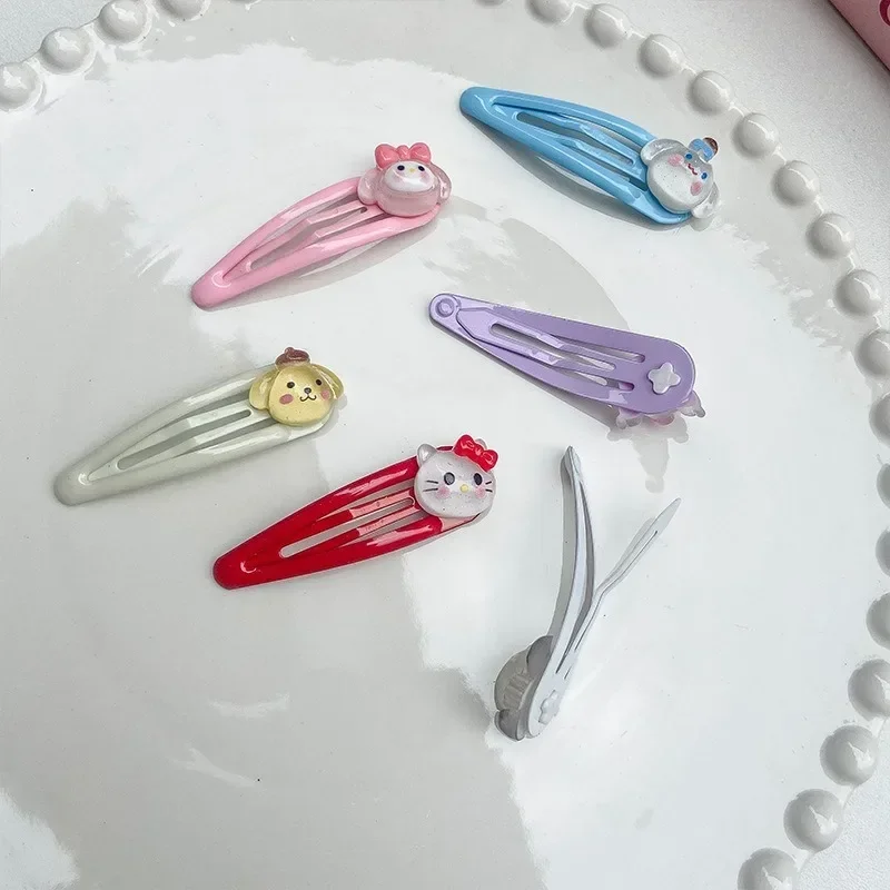 Pinza de pelo de Anime para niños, Kawaii, Sanrios, Hellokittys, Kuromi, Cinnamoroll, My Melody, Sweet Girls, pinza de cocodrilo de dibujos animados