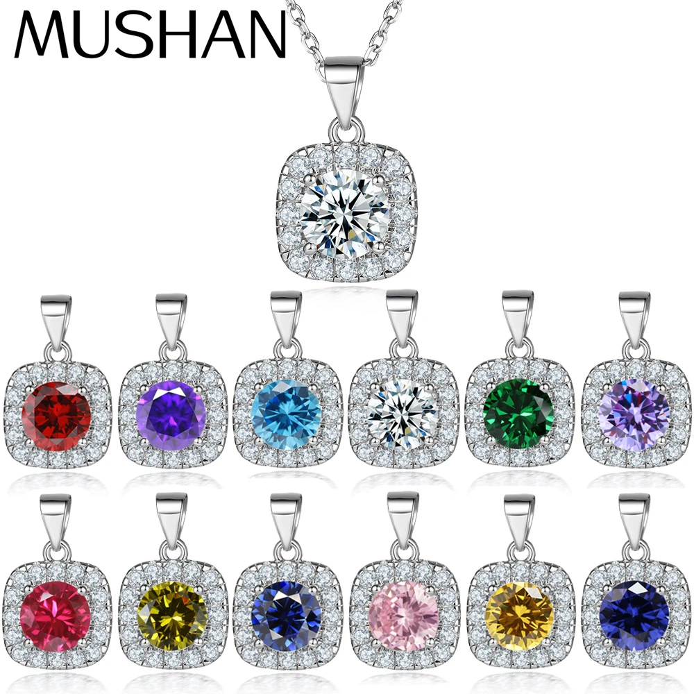 

MuShan Luxury Jewelry 925 Sterling Silver Necklace Cubic Zirconia 7A Initial Formal Women Rhodium Plated Premium Jewelry Pendant