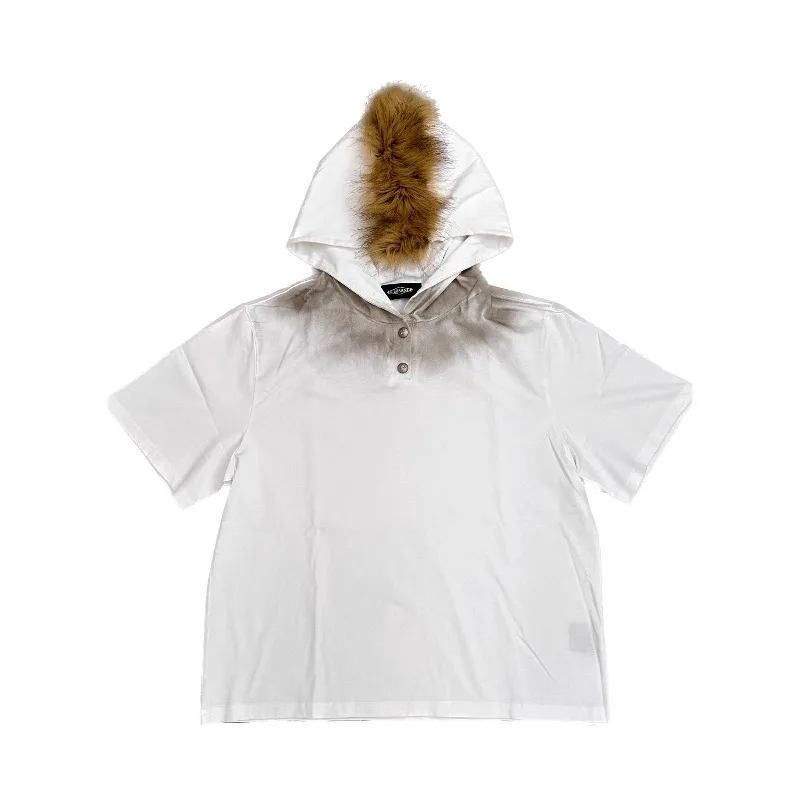 HKSH Spring Summer New Man Tide Design Leopard Print Dirty-dye Fur Hat Lightweight T-shirt Trendy Women High Street Tops HK14004