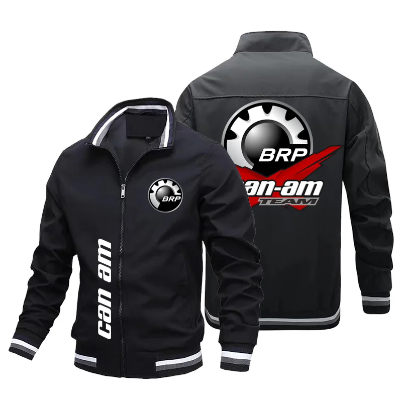 2024 New Trendy Men\'s BRP CAN-AM Logo Print Jacket Scrambling Motorcycle Jacket Trendy Casual Biker Racing Jacket Men Clothing