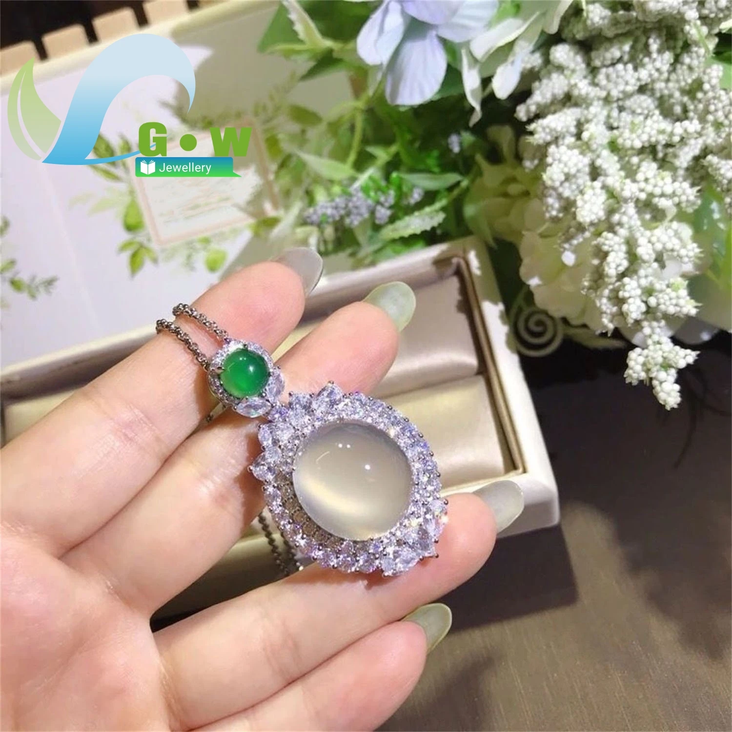 genuine-ice-type-chalcedony-necklace-cabochon-k-white-gold-rose-gold-plated-inlaid-pendant-agate-jade-jewelry-women-neck-accesso