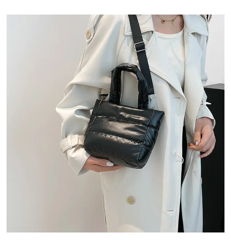 Frauen Taschen Frau Puffy Leichte Handtasche Große Kapazität Gesteppte Schulter Tasche Verstellbaren Riemen Puffer Tote Handtasche Einkaufstasche – Detail 8