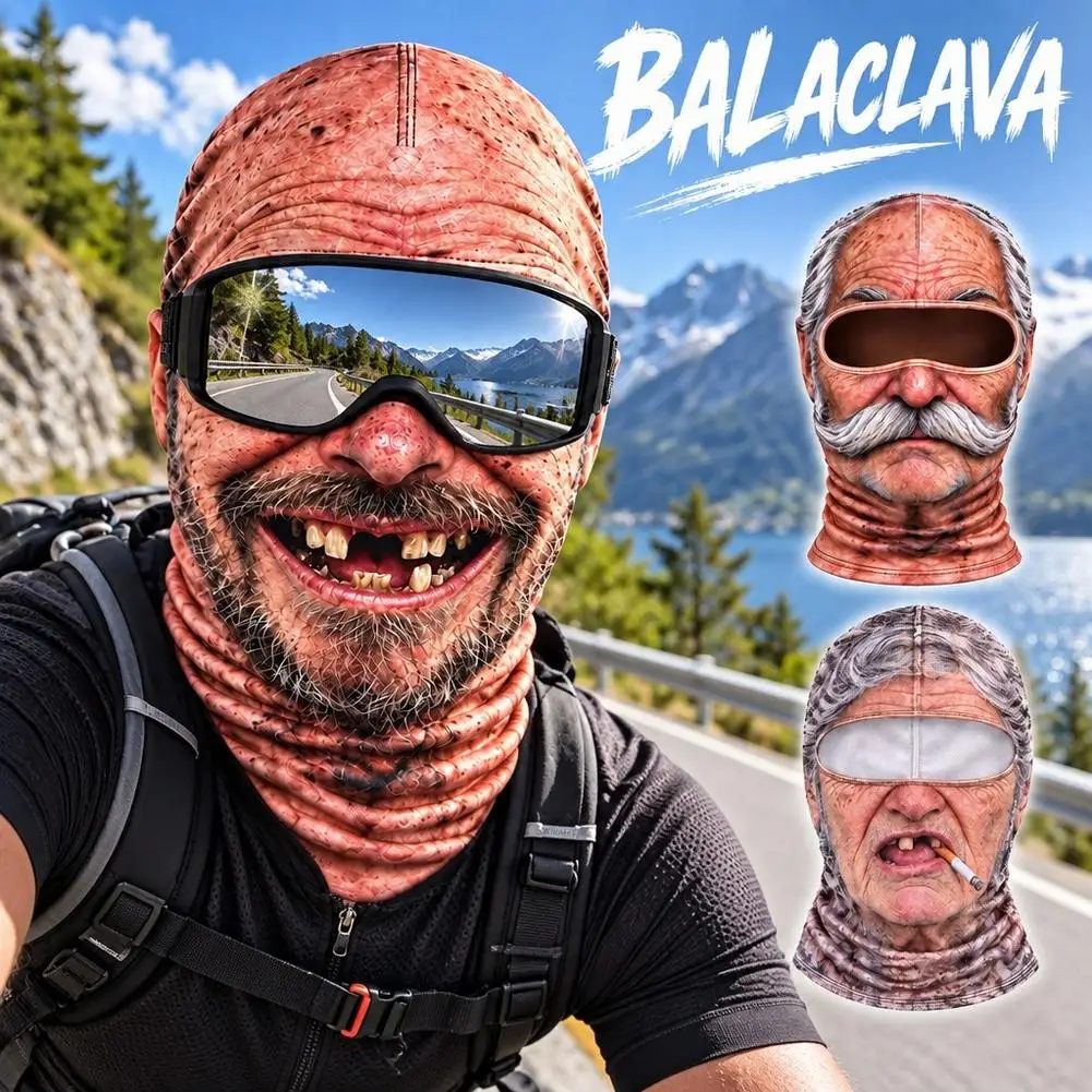 New Funny 3D Face Balaclava Hat Full Face Covering Hood Balaclava Motorcycle Riding Skiing Face Mask 2026 Winter Outdoor Hat