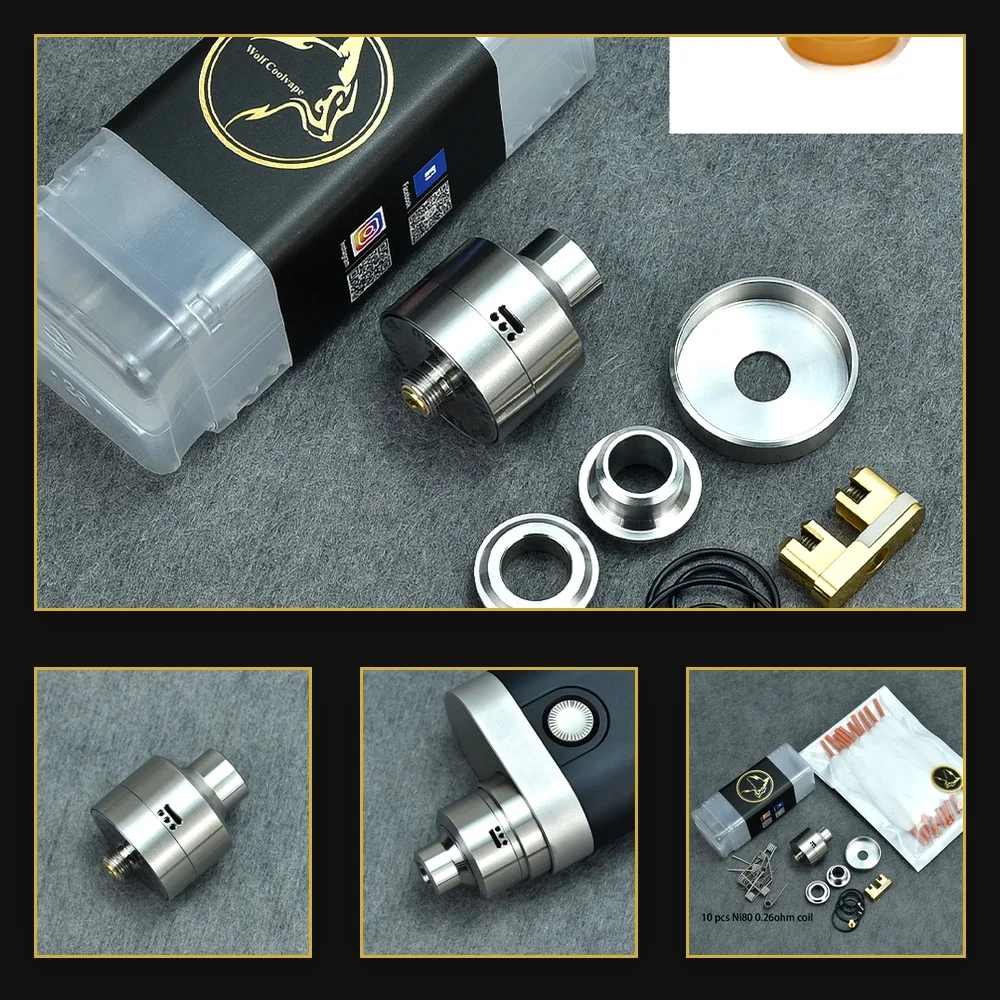 Atomizador Wolfcoolvape Nisshoku RDA para Vapeo MTL, Tanque Compatible con Bobina Doble/Simple de 22MM