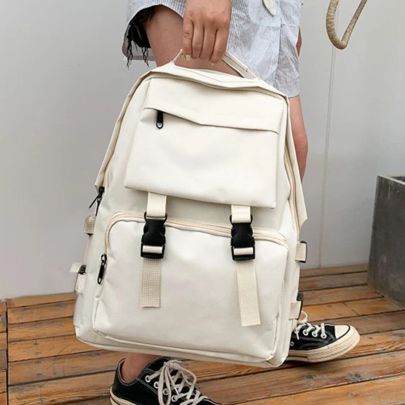 Simple Backpacks Large Capacity Travel Bag Solid Harajuku Student Schoolbag Backpack Women Man Bag Unisex High Street