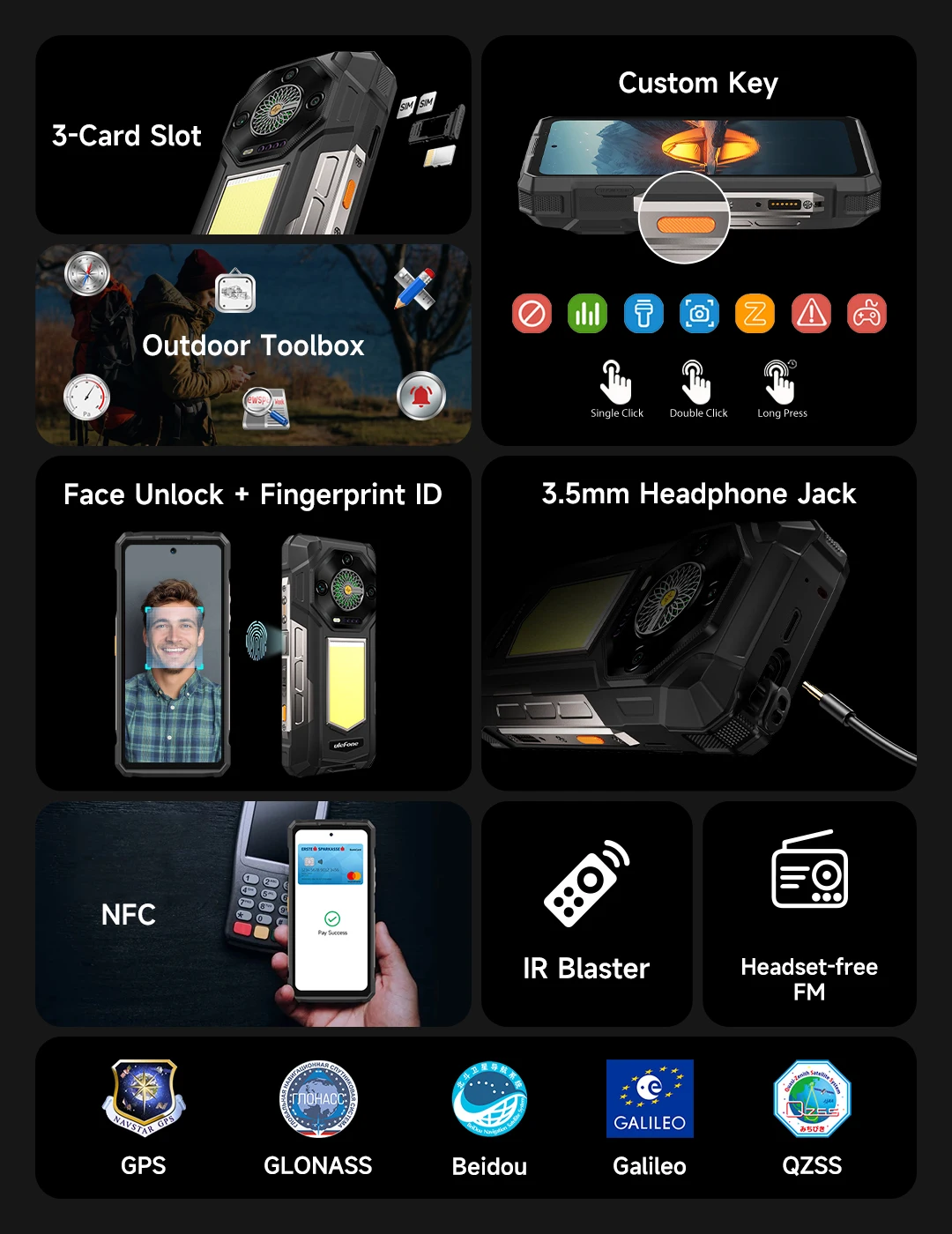 Ulefone Armor 33 4G Rugged Phone 25500 mAh 512GB ROM Up to 24GB RAM 120Hz 6.95" NFC Android 15 66W Smartphone Global Version