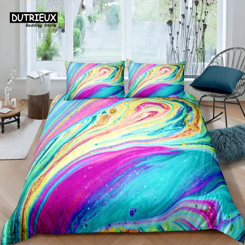 

Home Living Luxury 3D Colorful Marble Bedding Set Duvet Cover Pillowcase Kids Bedding Set Queen and King EU/US/AU/UK Size