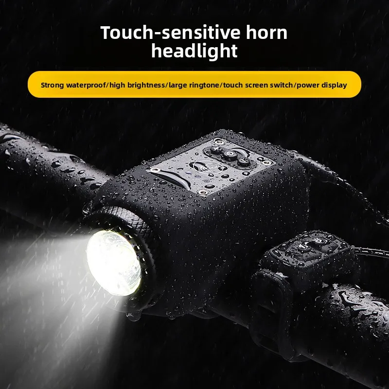 Bicycle Horn Headlight for Night Riding, USB Charging Mountain Bike Riding Equipment, High-Brightness Rainproof Headlight