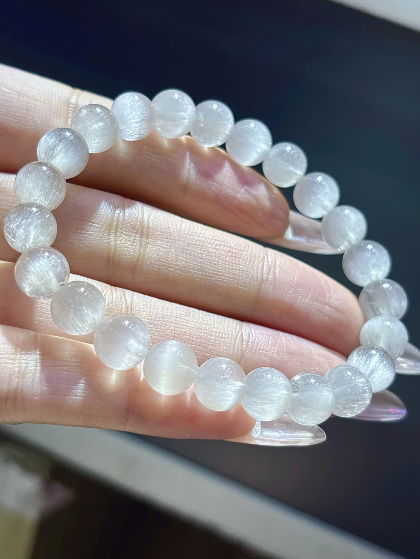 Natural White Rabbit Rutilated Quartz Bracelet Rare 8.6mm Rutilated Clear Round Women Bracelet AAAAAA