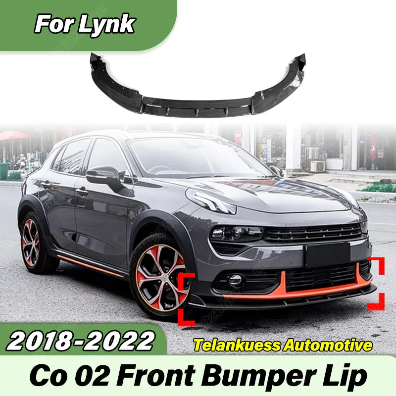For Lynk Co 02 2018 2019 2020 2021 2022 Automobile Front Bumper Lip Sports Racing Front Chin Spoiler Body Modification Kit