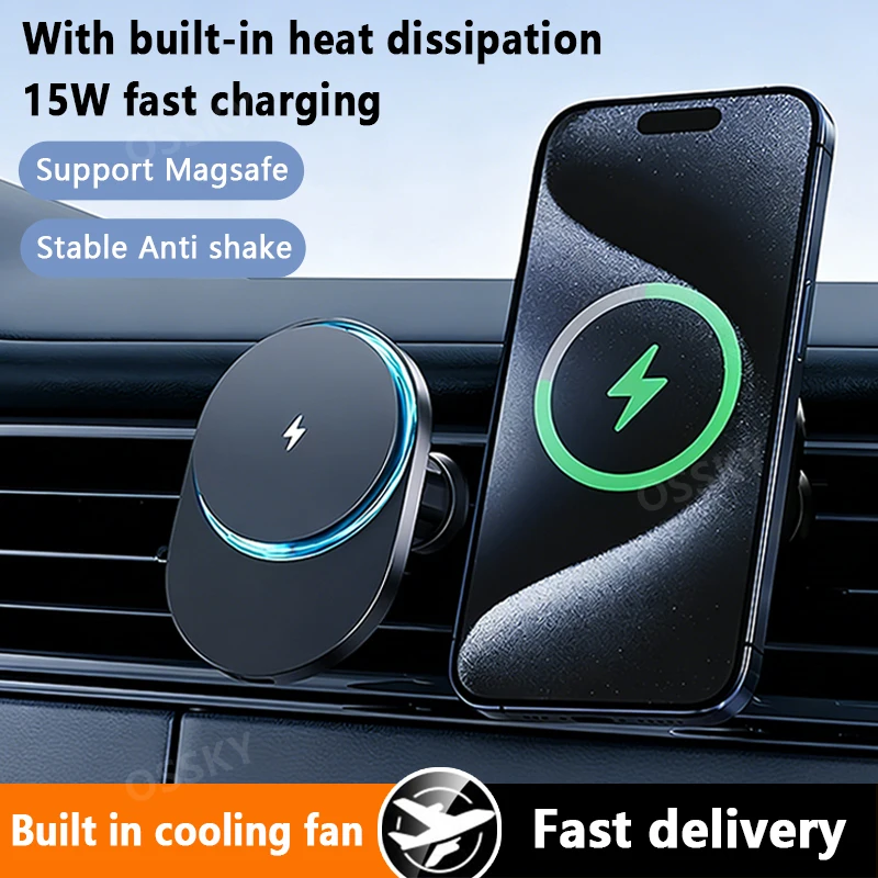 

2026 Fast Charging Magnetic Car Wireless Charger Stand for iPhone17 16 15 14 13 12 Pro Max Samsung Xiaomi Rapid Heat Dissipation