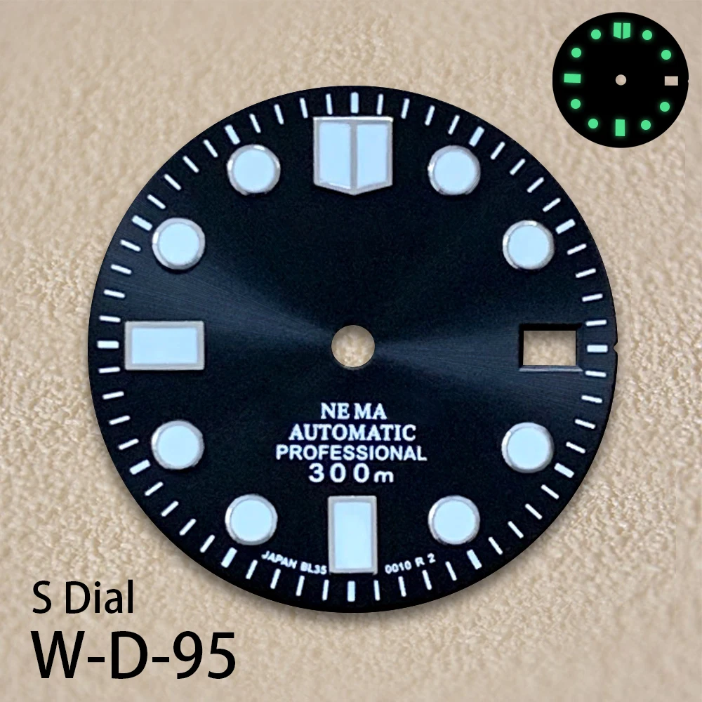 28.5mm S Logo Sunray Dial SUB/SKX007 DIal Suitable For NH35/NH36 Movement 3/3.8 o'clock Crown Green Luminous NH35 Accessories