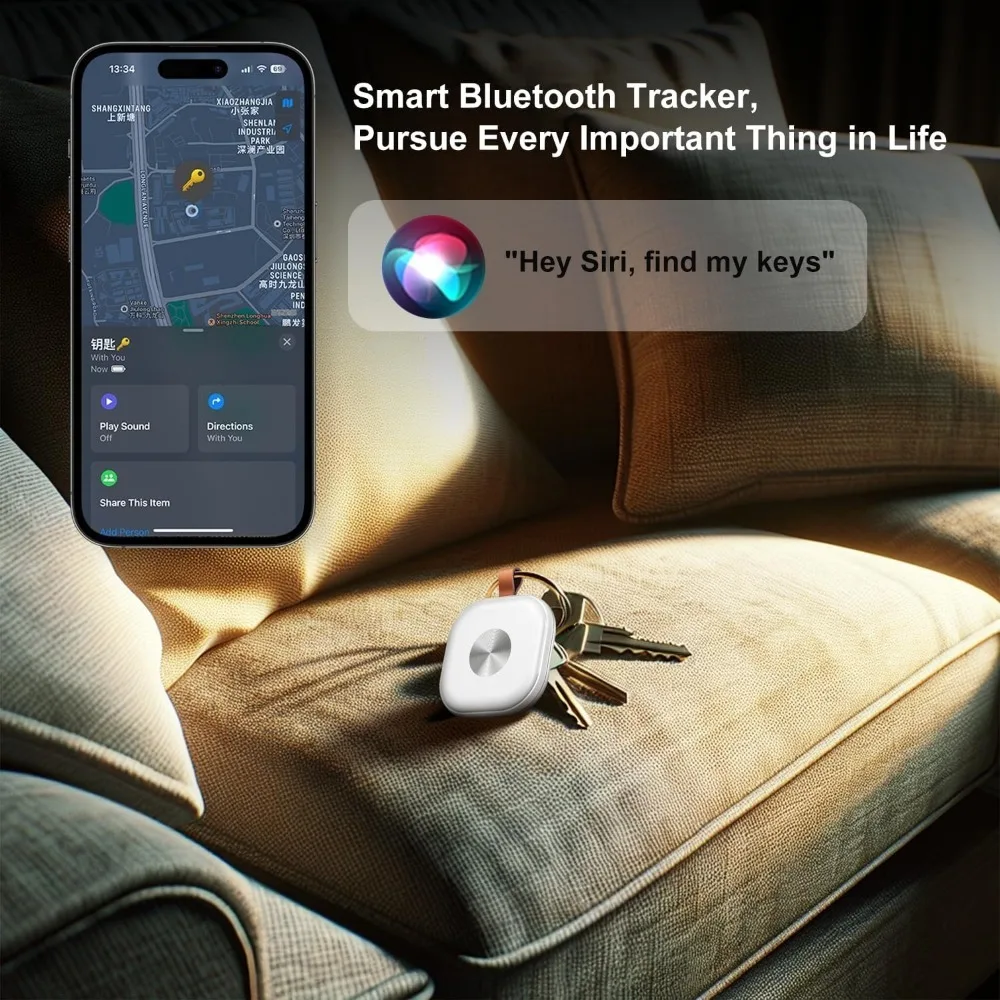 Smart Bluetooth Tracker,Key Finder,Item Locator Works with Apple Find My (iOS Only),Tracking Tag for Pets,Luggage,Keys,Bags,Wall