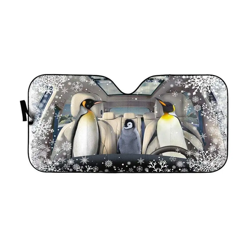 

Penguin Family Prints UV Protect Foldable Front Windshield Sunshade UV And Heat Car Sun Shade For Windshield Cars