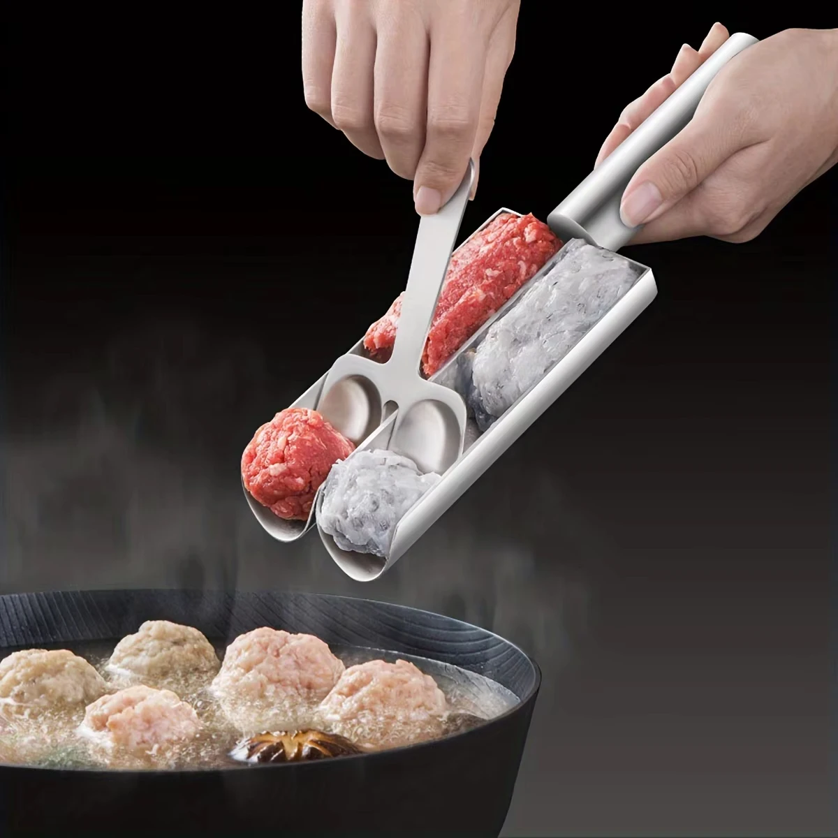 304 Stainless Steel Meatball Scoop Maker Mold for Fish Beef Easy-Release Non-Stick Rice Ball Dumplings Maker DIY Kitchen Tools