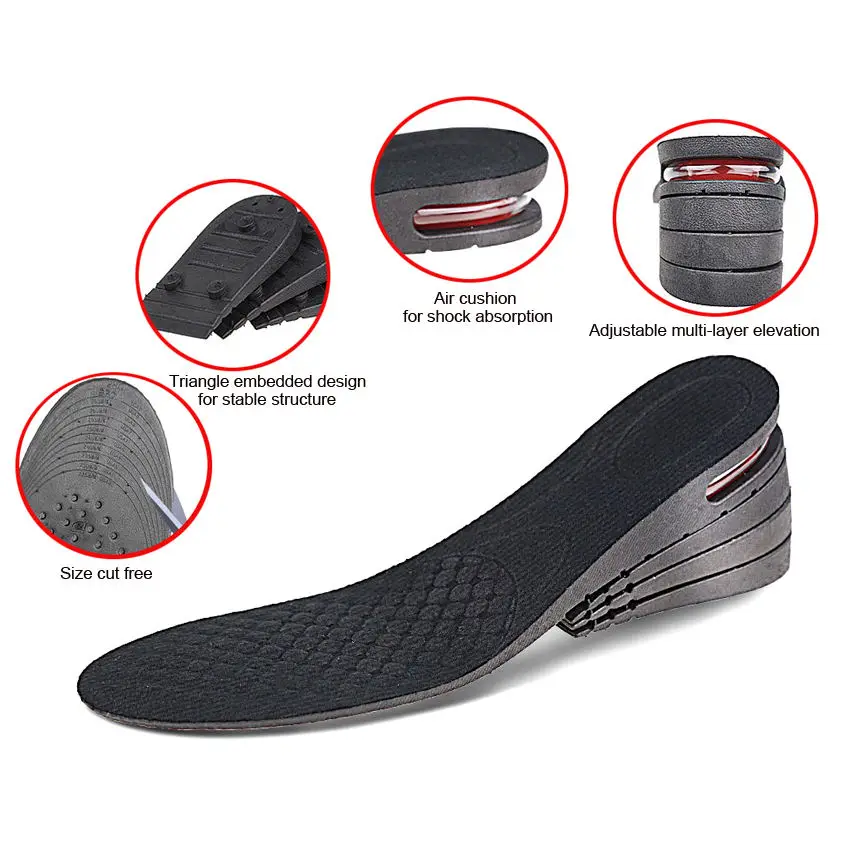 Multi-Layer Invisible Height Increasing Insole Detachable Sports Shock-Absorbing Comfortable Footbed for Enhanced Comfort