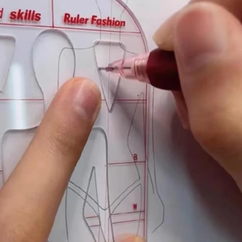 Fashion Design Competition Ruler and 1:4 Women Fitted Shirt Basic Pattern Template, Transparent Body Drafting Tool SF114