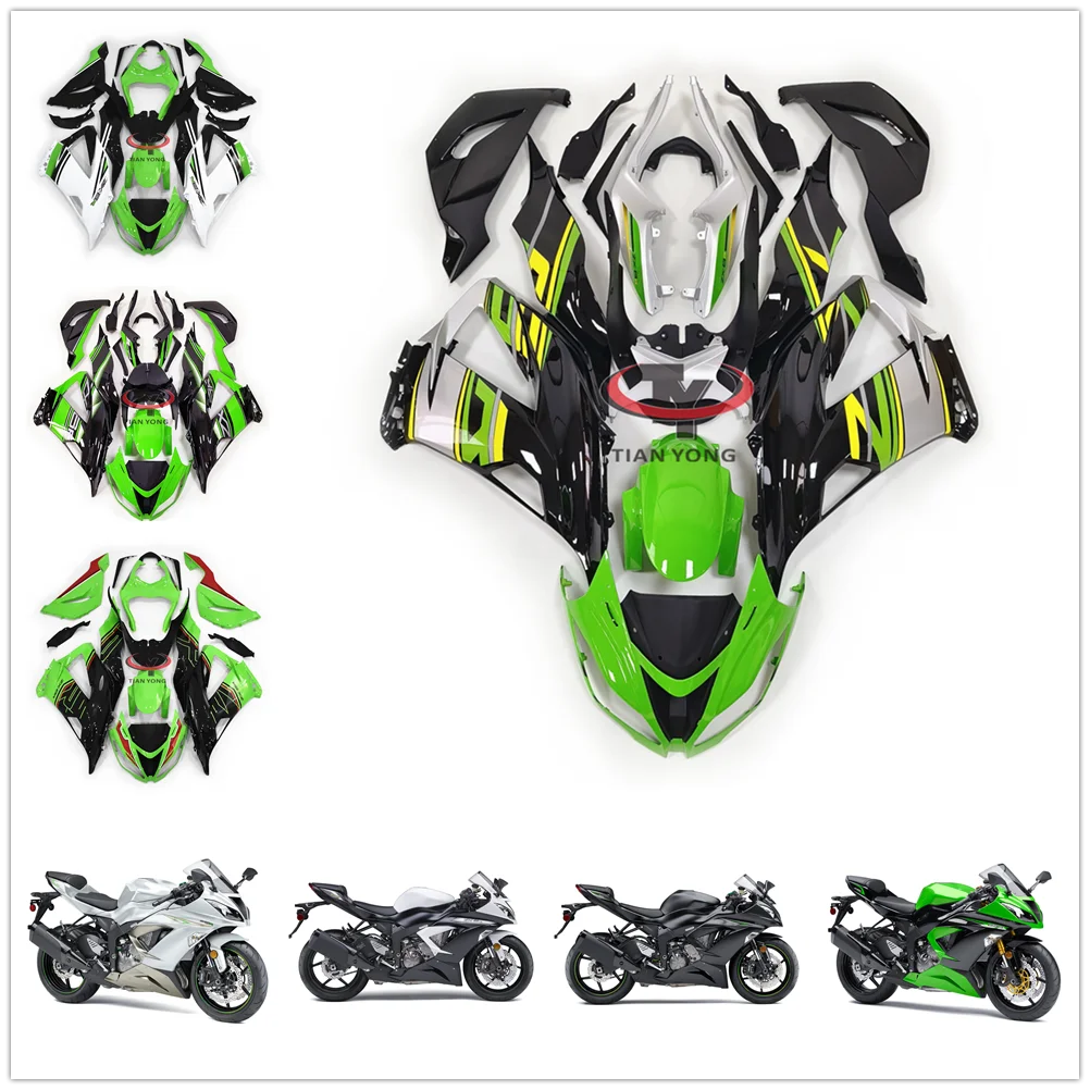 Bright green black white Bodywork Cowling Motorcycle Full Fairing Kit For ZX6R 2013 2014 2015 2016 2017 2018 ZX 6R 636