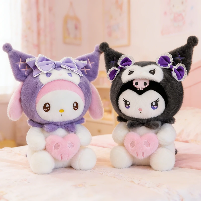 

New 30/52cm Sanrio Cute Plush Toy Cartoon Animation My Melody Kuromi Stuffed Doll Children's Birthday Gift Room Decoration