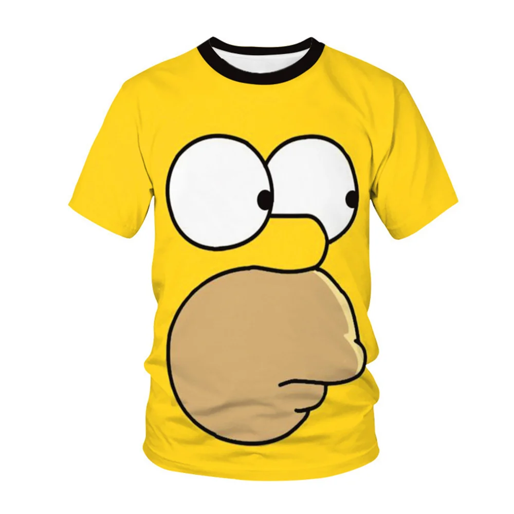 T-shirt imprimé Disney Les Simpsons 3D pour hommes et femmes, haut à manches courtes, vêtements de sport de plein air, mode créa