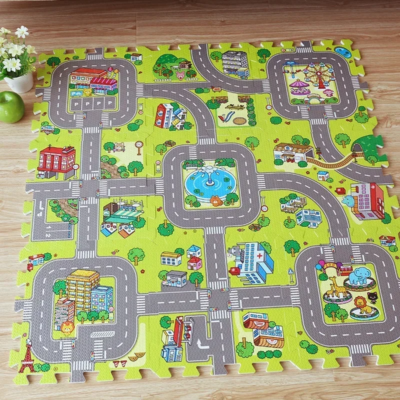 9pcs/lot Baby Play Mat Kids Carpet Playmat Children Rug Soft Floor Toys Road Traffic Soft Floor Home Decor EVA Kids Foam Puzzles