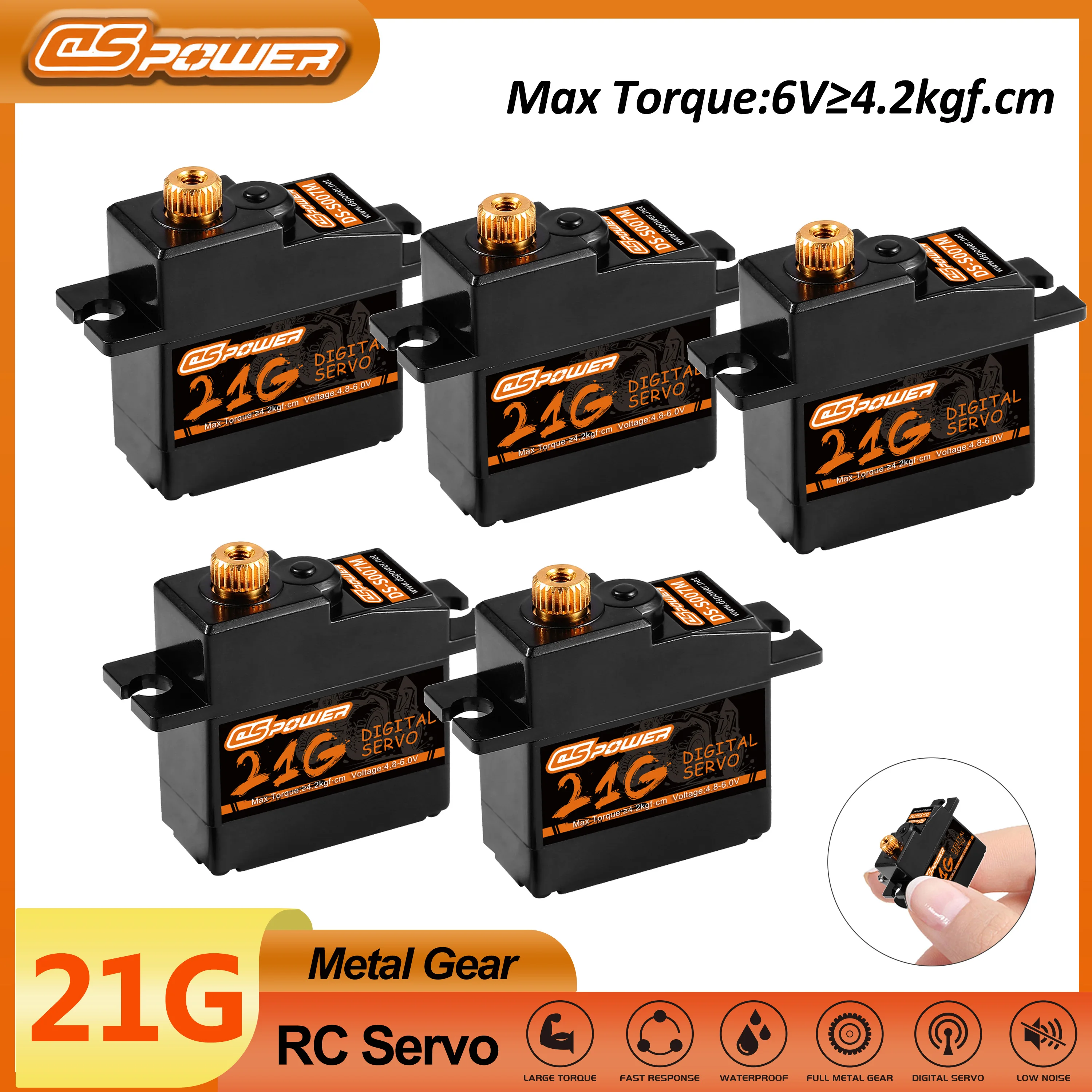 1/2/5pcs DSpower 21g Metal Gear 4.2KG Micro Servo for 1/18 1/16 1/14 RC Car Hyper Go 14209 14210 144001 MN99S MN86 Plane Robot