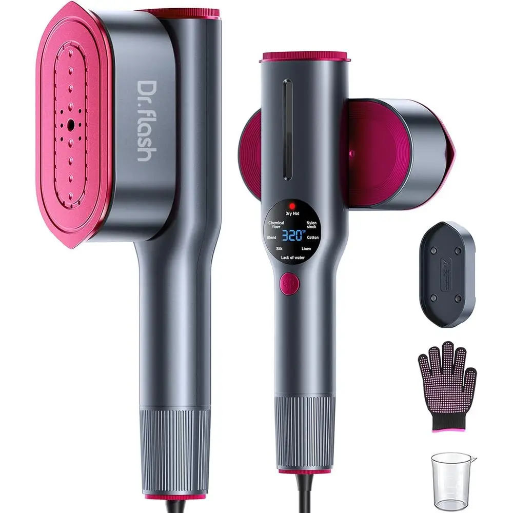 

Портативный ручной отпариватель для одежды 2-в-1 (отпариватель и утюг), быстрый нагрев за 15 секунд, 1200 Вт, дорожный размер с большой керамической нагревательной панелью, тихий режим