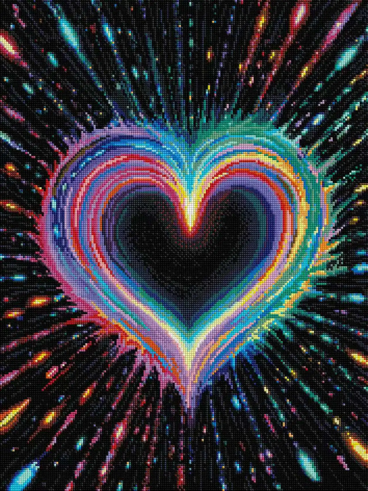 ForeverYoung 43.7×58.3cm Heart Radiance Diamond Painting Kit Square AB Fairy Dust Crystal Drills Silk Flocking Canvas DIY Wall.