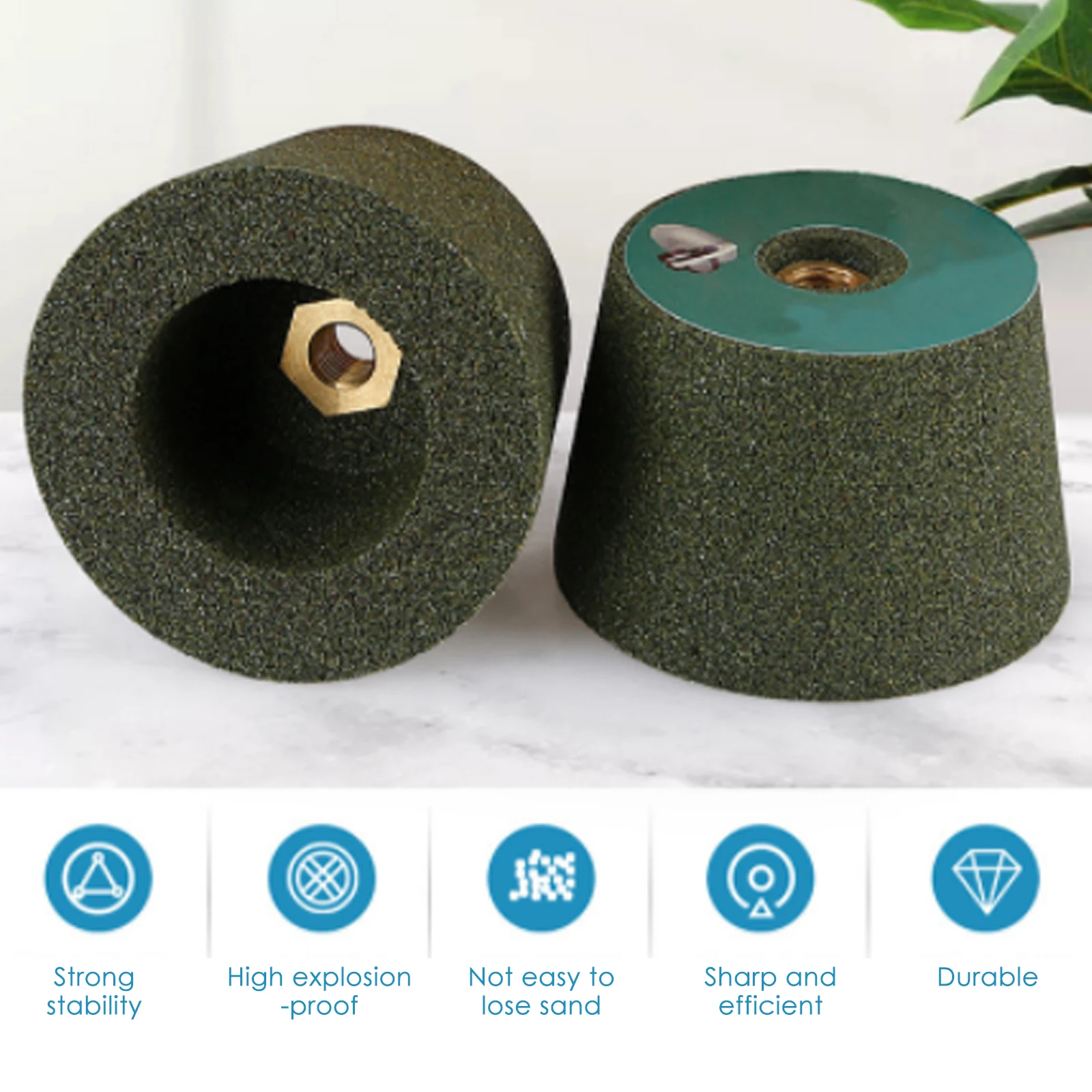 100 Type Angle Grinder Stone Grinding Head Grinding Polishing Trimming Carbide Angle Head Polishing Wheel Green Emery Cup