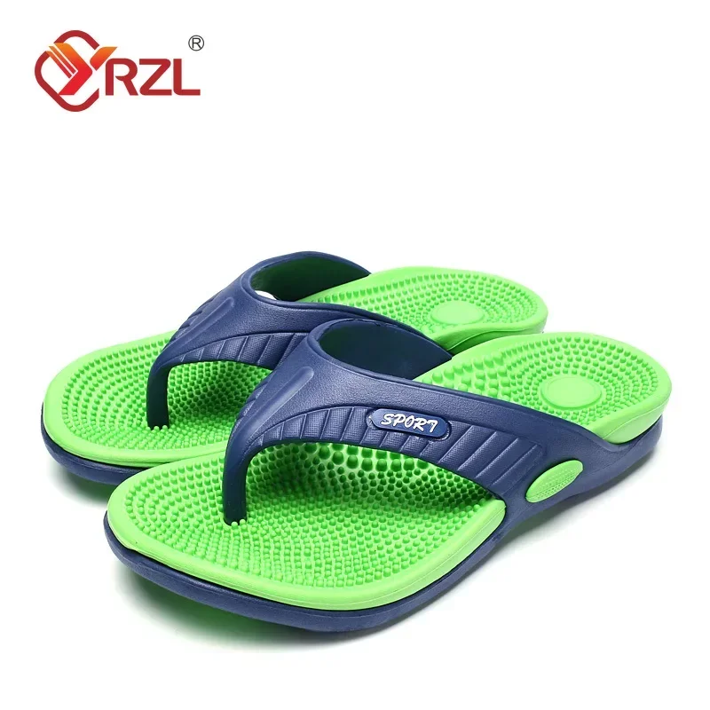 YRZL Chanclas para Hombre, Zapatillas con Gránulos de Masaje para Hombre, Sandalias cómodas para la Playa, Zapatos Informales para Hombre, Chanclas para Casa, Zapatos de Baño