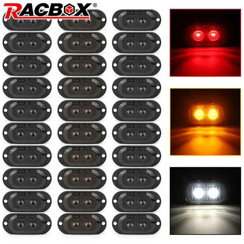 10PCS 2/4 LED 12V-24V Side Marker Lights Oval Front Rear Clearance Indicator Lamp Truck Accessorie for Trailer BUS Van Caravan