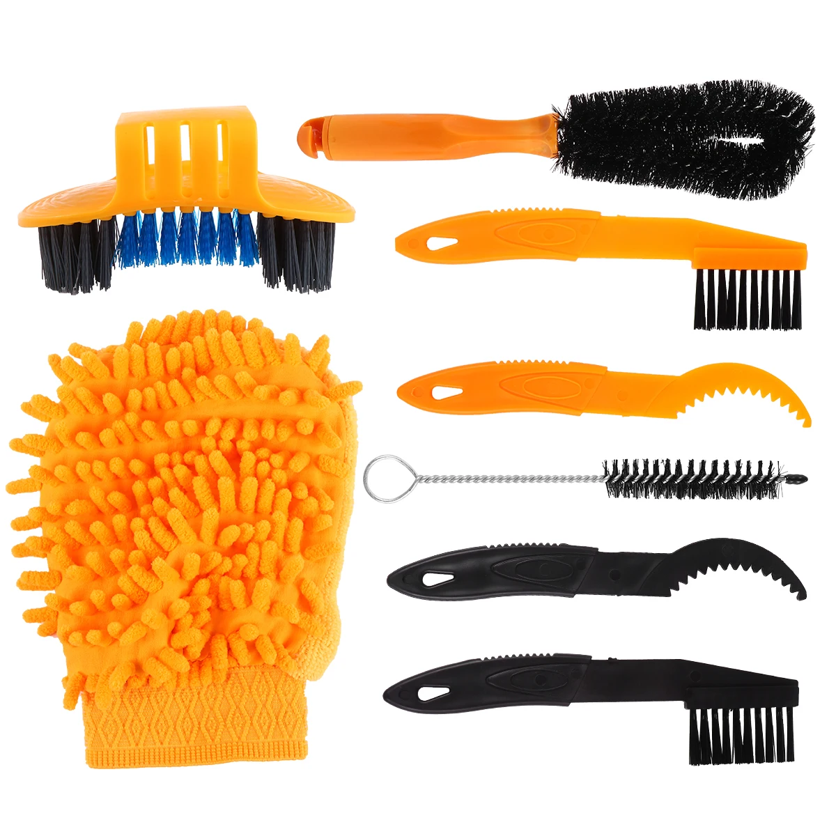 

8 pcs Bike Chain Washer Set Ergonomic Cleaning Brush Tools Maintenance Kit For Cassette Derailleur Tires 360° Scrubbers Bike