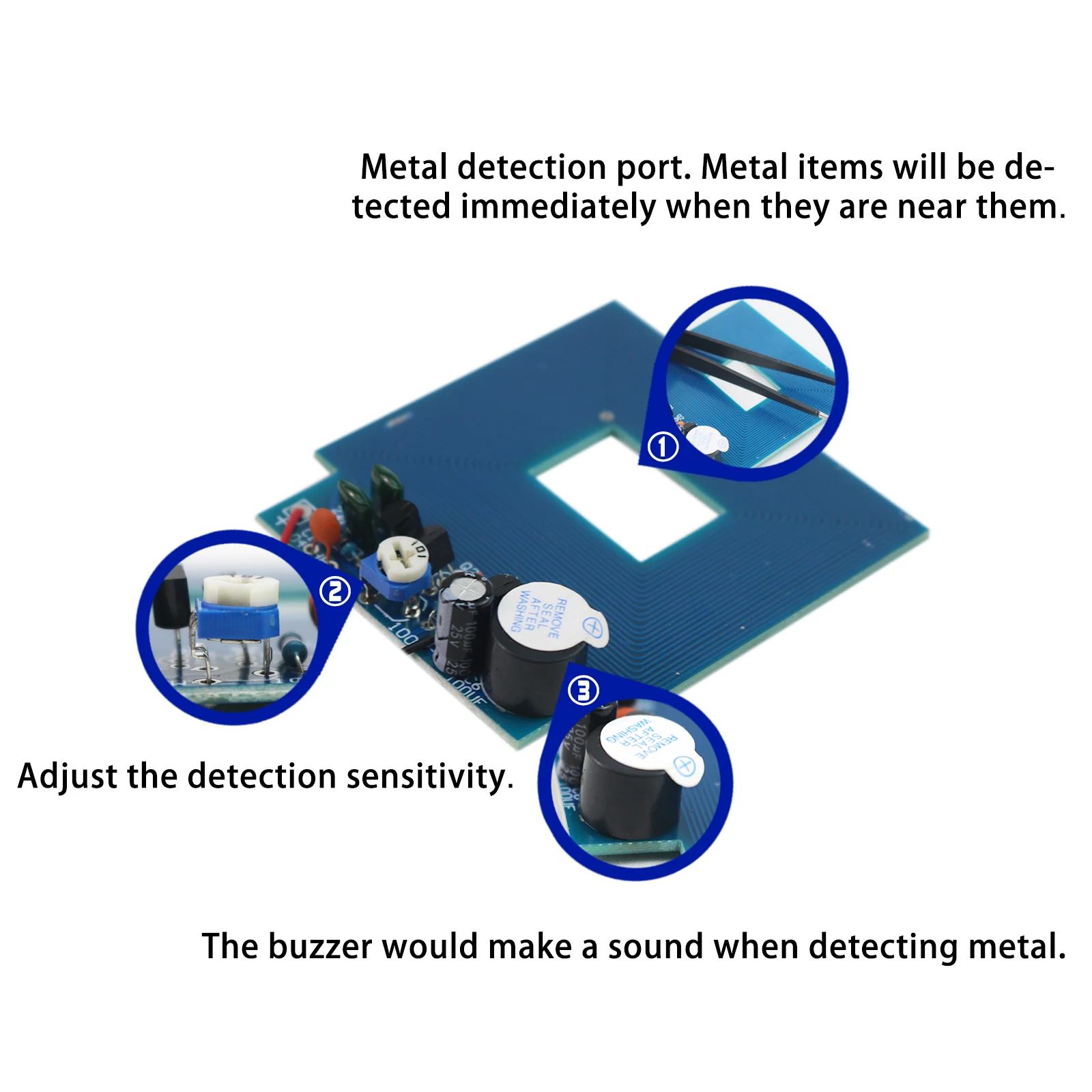 Metal Detector Electronic DC 3V-5V 60mm Non-Contact Sensor Board Module Electronic Parts Metal Detector DIY Kit