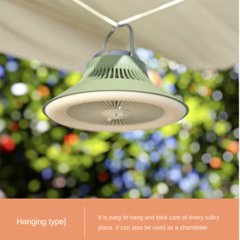 5000Mah التخييم مروحة قابلة للشحن سطح المكتب المحمولة التعميم اللاسلكية سقف مروحة كهربائية مع قوة البنك LED الإضاءة