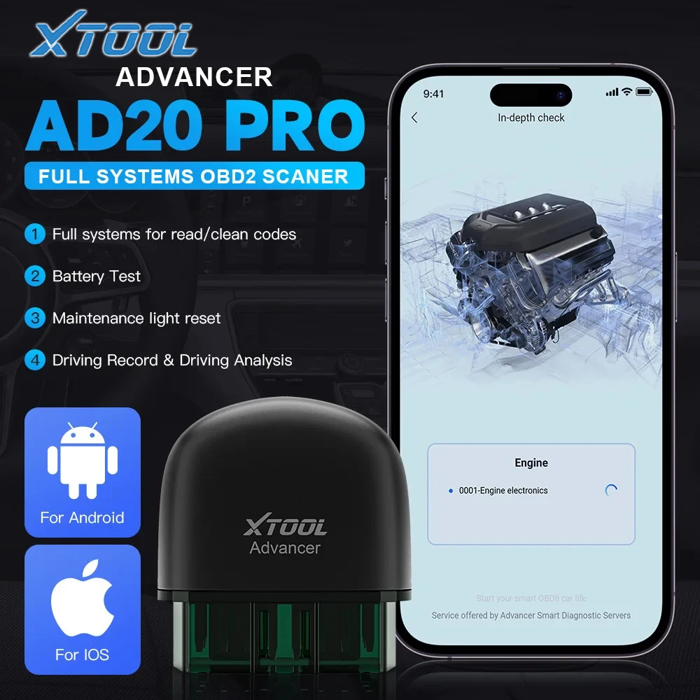 

Сканер XTOOL OBD2 AD20PRO Bluetooth, считыватель кодов OBDII, инструмент для полной диагностики системы, тестирование батареи, сброс масляного фильтра, бесплатное обновление программного обеспечения