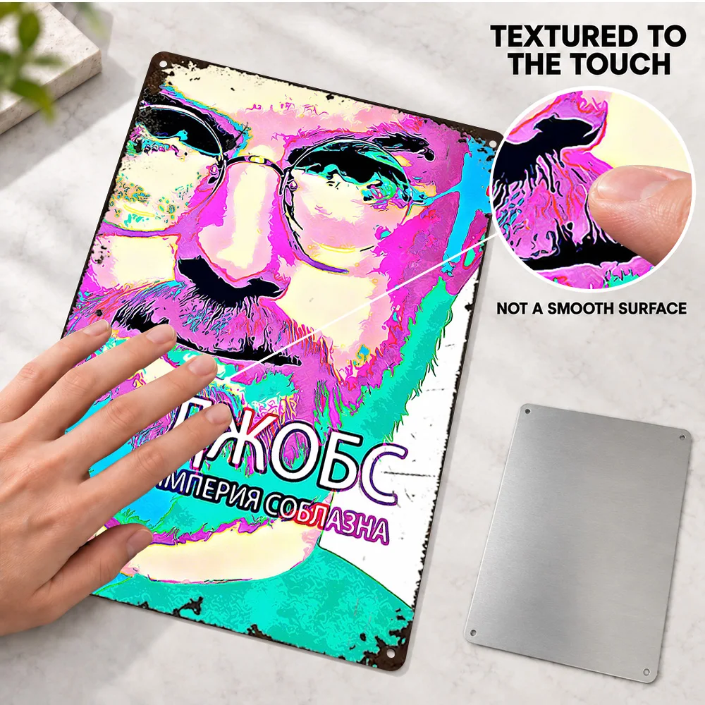 Steve Jobs Portrait Printed Poster Personalized Aluminum Metal Sign Pop Graphic Wall Art For Creative Studio Entrepreneur Gift
