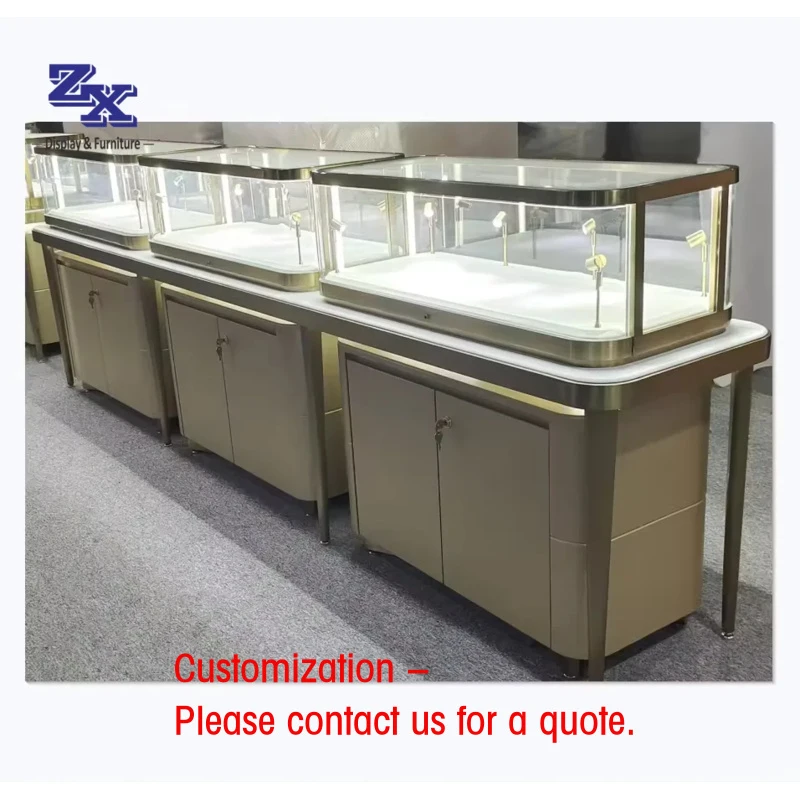 custom.Luxury Jewelry Shop Furniture Glass Display showcase Display Cabinet Shop Fittings and Display