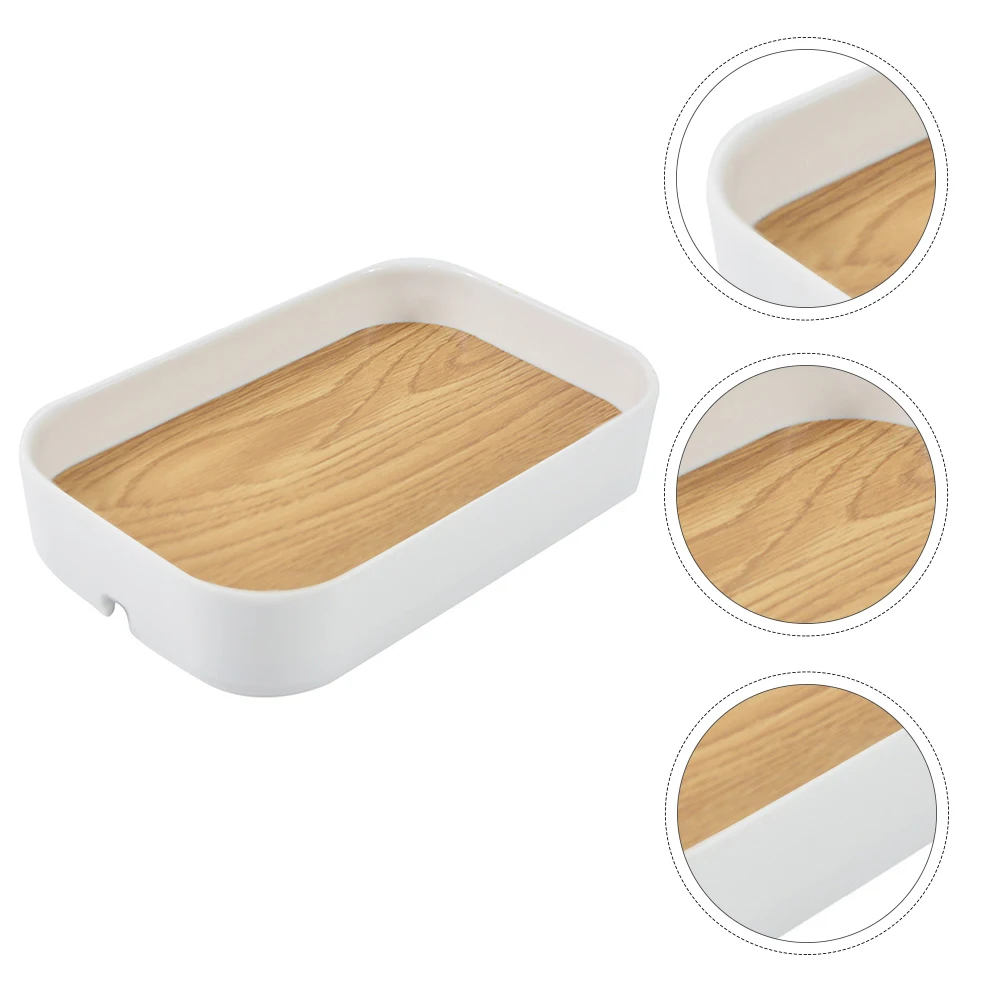 1pc Wood Grain Storage Box Desktop Organizer For Cosmetics Stationery Household Container Compact Size Easy To Clean