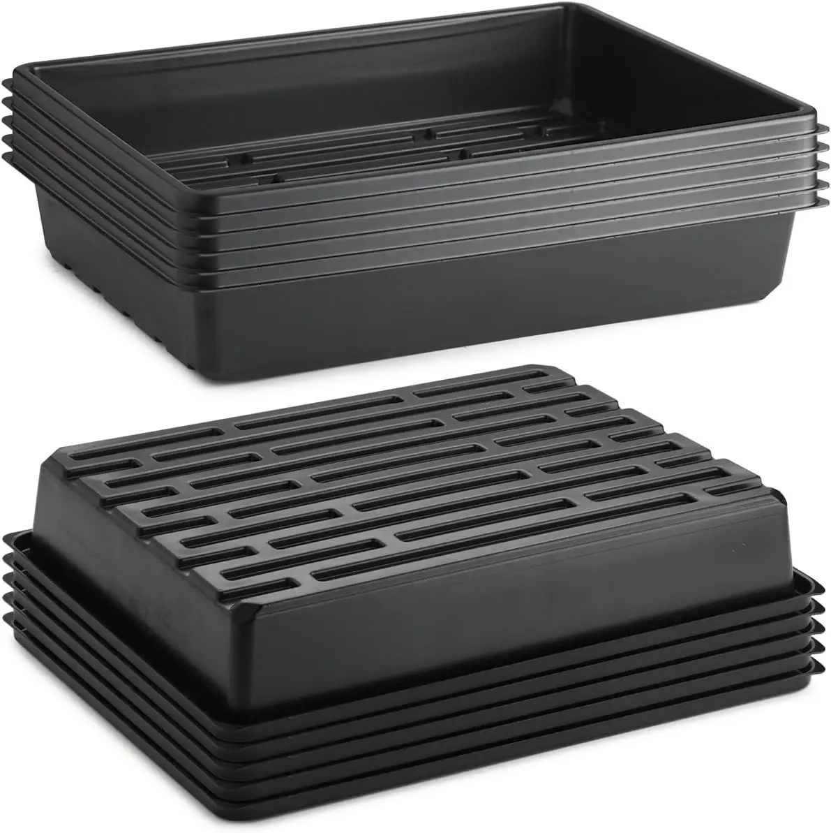 

10 Pack Seed Starter Trays - Heavy Duty Plastic Flats, Fits 54 Cell Plug Tray, Seedling Tray for Carrying and Holding Pl
