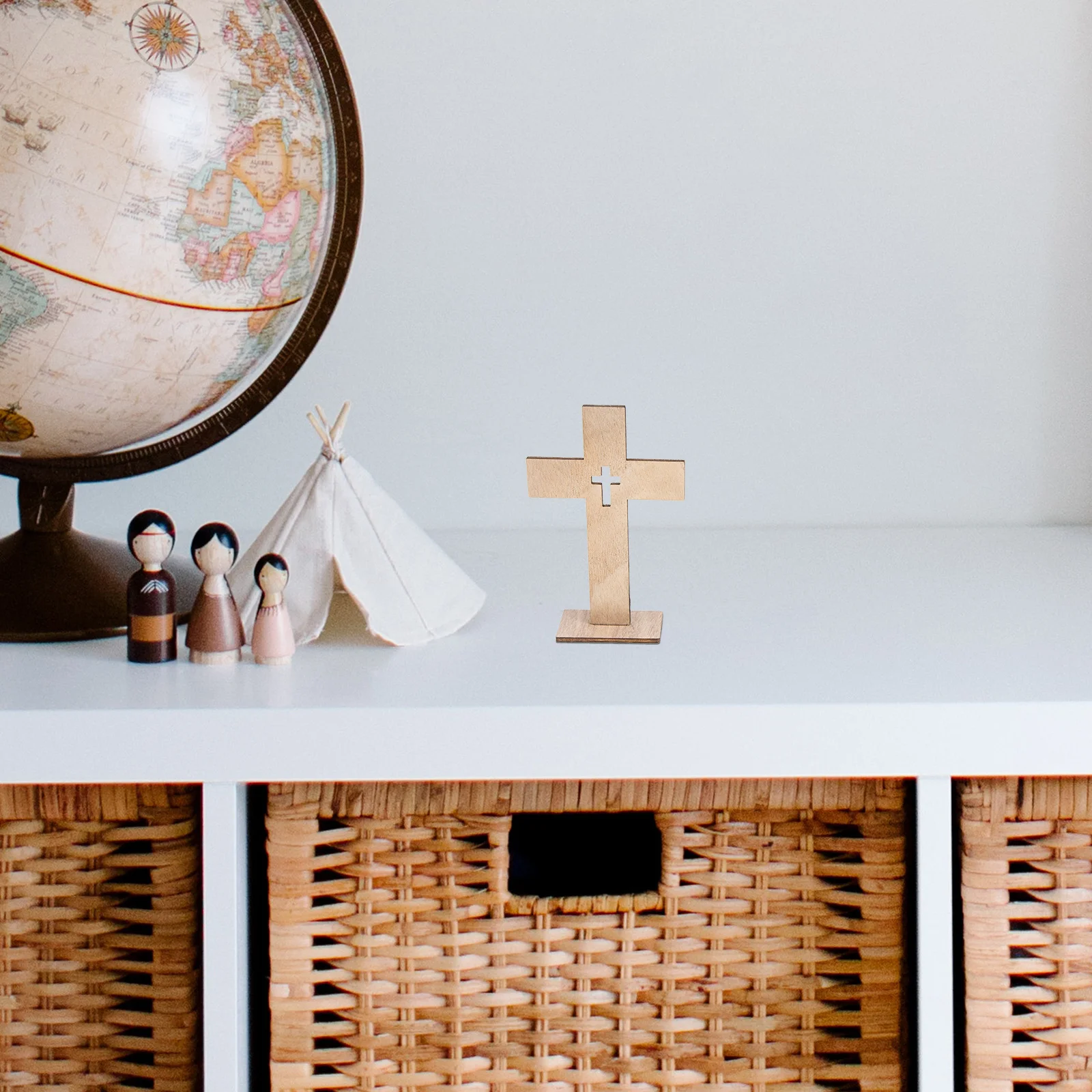 

20Sets Wood Cross Decor Traditional Simple Cross Ornament Religious Home Office Desktop Decoration Wooden Craft