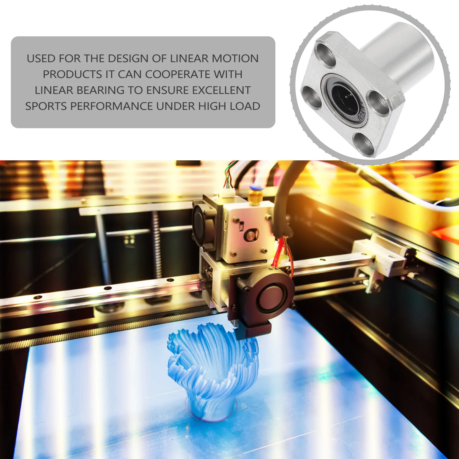 

2pcs Steel Linear Bearings Practical Motion Nickel Plating 3D Printer Small Size Easy Storage Long Stroke High Load