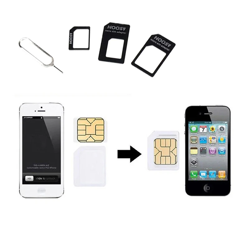 

1 Sets 4 In 1 NanoSIM Card to Micro Standard Adapter Converter For Tablet Phone SIM Card Adapter Convert Universal Smart Phones