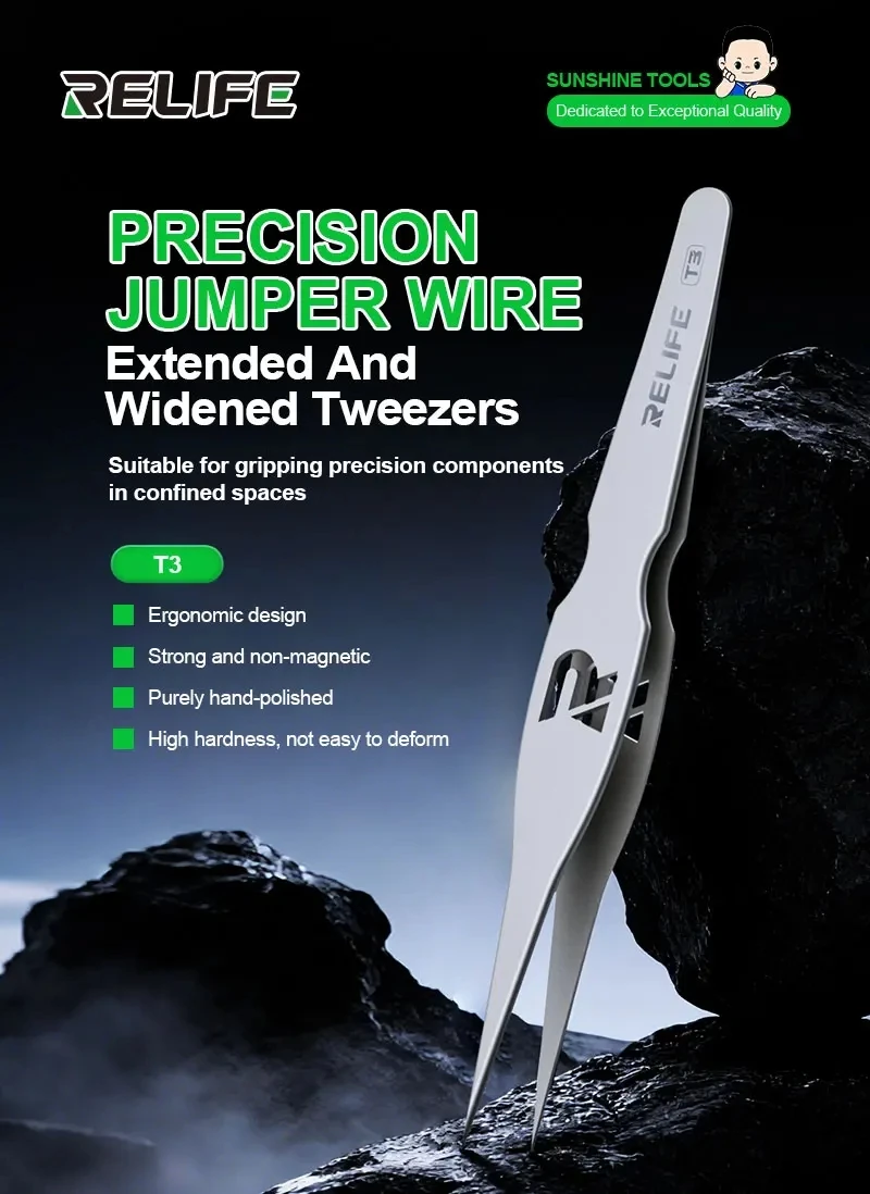 RELIFE T3 Tweezers Precise Anti-slip Professional Maintenance Tools Mobile Phone Computer Repair Handmade Repair Tool