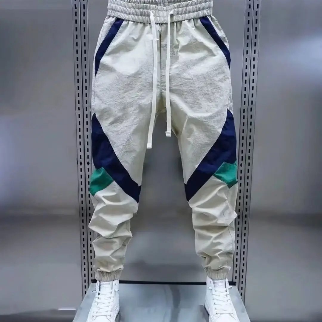New 2026 Patchwork Ruffian Handsome Fried Street Thin Casual Men's Quick-drying Casual Pants Loose Sports Leggings Trousers