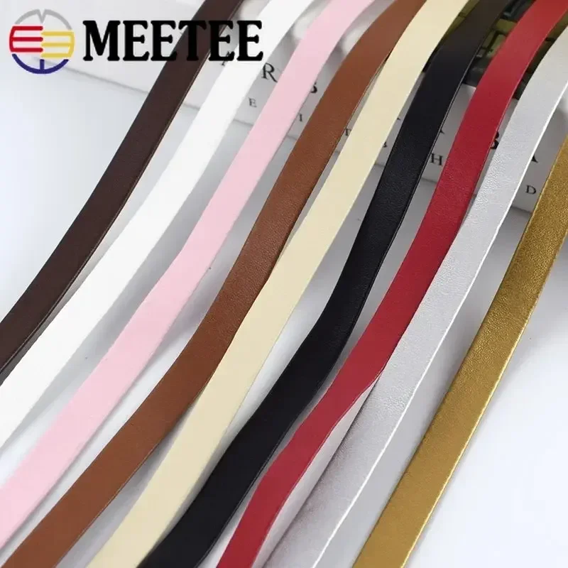 Meetee 10M 5-30mm PU Leather Cords Hemming Ribbon Soft Jewelry Decoration Hide Rope DIY Bracelet Bags Clothes Edge Accessories