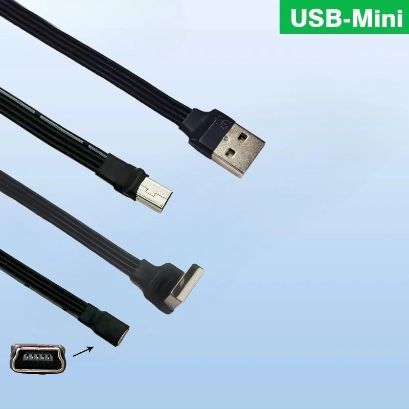 Flat Soft Elbow USB to Mini USB FPV Charging Cable Up/Down/Left/Right USB Car MP3 Phones Mini-USB Data Short Cable 5cm 10cm 15cm