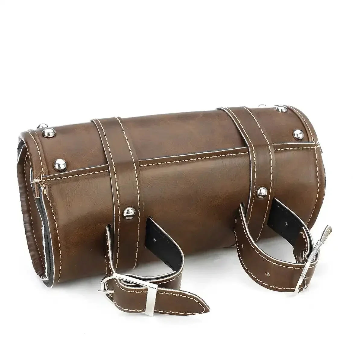 

Universal Motorcycle Front Fork Bag Saddle Bags PU Leather Side Tool Tail Bag Luggage Pouch Vintage Brown Waterproof