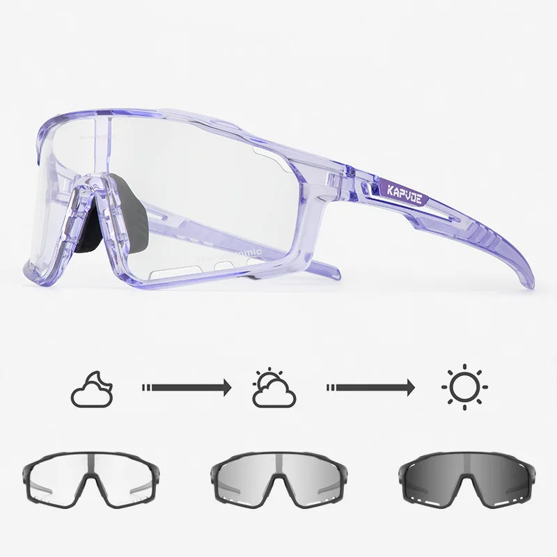 Kapvoe Cycling Glasses  Photochrom Cycling Sunglasses Mountain Mtb Bike Bicycle Eyewear Women Sports Goggles Skating 3lens